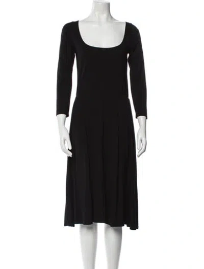 Pre-owned Reformation Scoop Neck Midi Length Dress In Black