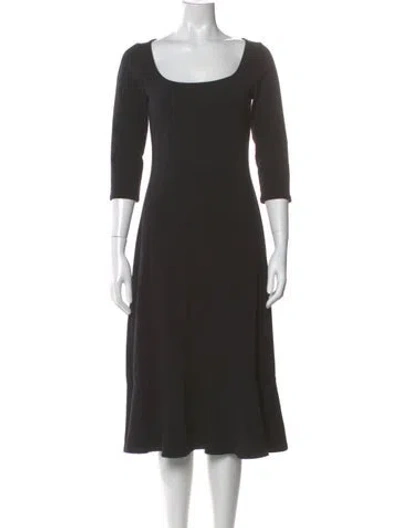 Pre-owned Reformation Scoop Neck Midi Length Dress In Black