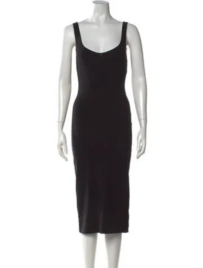 Pre-owned Reformation Scoop Neck Midi Length Dress In Black
