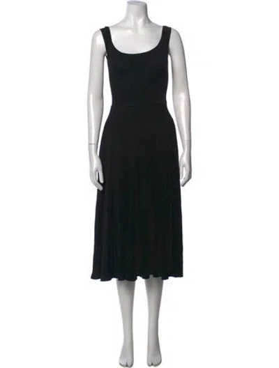 Pre-owned Reformation Scoop Neck Midi Length Dress In Black