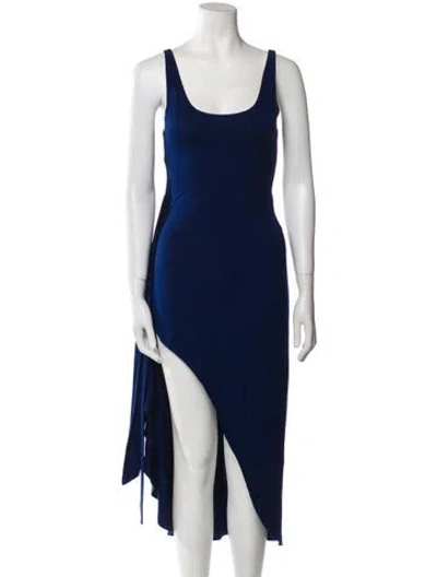 Pre-owned Reformation Scoop Neck Midi Length Dress In Blue