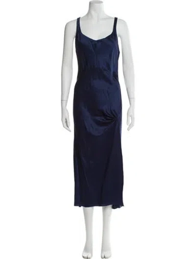 Pre-owned Reformation Scoop Neck Midi Length Dress In Blue