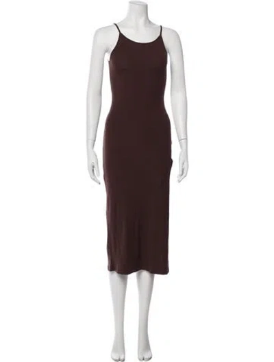 Pre-owned Reformation Scoop Neck Midi Length Dress In Brown
