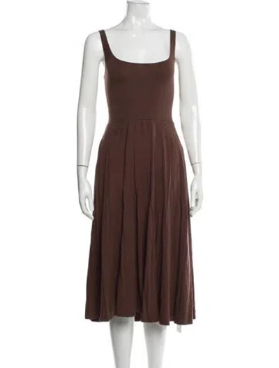 Pre-owned Reformation Scoop Neck Midi Length Dress In Brown