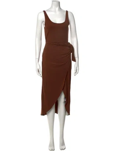 Pre-owned Reformation Scoop Neck Midi Length Dress In Brown