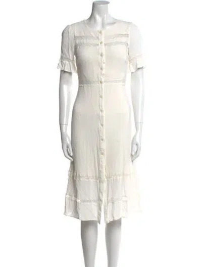 Pre-owned Reformation Scoop Neck Midi Length Dress In Neutral