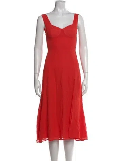 Pre-owned Reformation Scoop Neck Midi Length Dress In Red