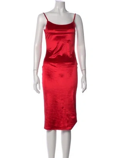 Pre-owned Reformation Scoop Neck Midi Length Dress W/ Tags In Red