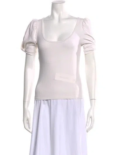 Pre-owned Reformation Scoop Neck Short Sleeve Blouse In Neutral