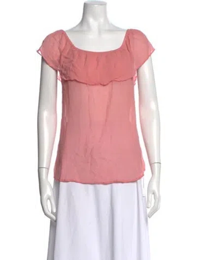 Pre-owned Reformation Scoop Neck Short Sleeve Blouse In Pink