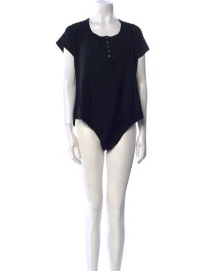 Pre-owned Reformation Scoop Neck Short Sleeve Bodysuit In Black
