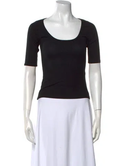 Pre-owned Reformation Scoop Neck Short Sleeve T-shirt In Black