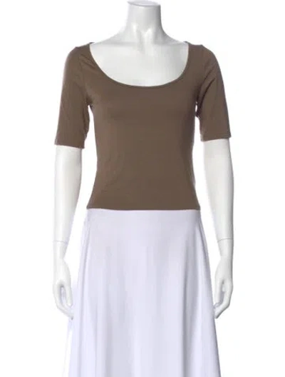 Pre-owned Reformation Scoop Neck Short Sleeve T-shirt In Brown