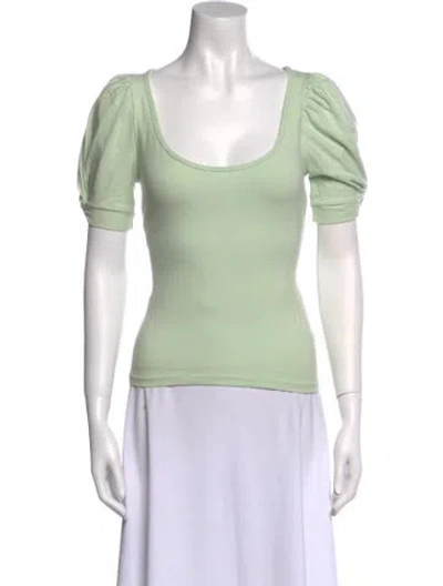 Pre-owned Reformation Scoop Neck Short Sleeve T-shirt In Green
