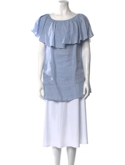 Pre-owned Reformation Scoop Neck Short Sleeve Tunic In Blue