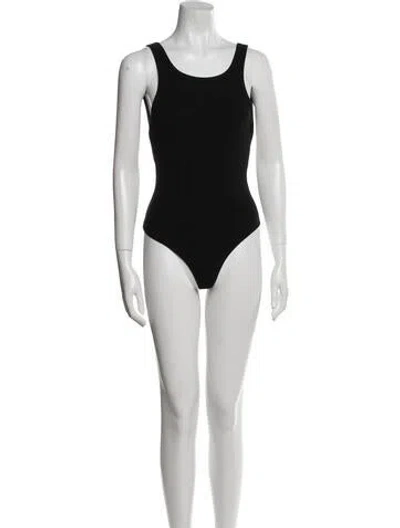 Pre-owned Reformation Scoop Neck Sleeveless Bodysuit In Black