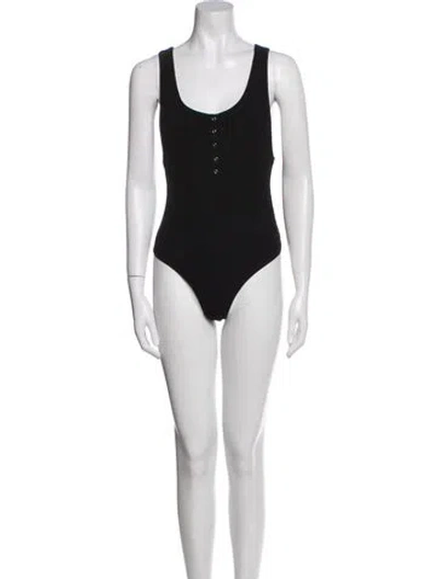Pre-owned Reformation Scoop Neck Sleeveless Bodysuit In Black