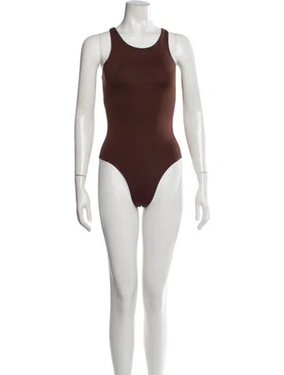 Pre-owned Reformation Scoop Neck Sleeveless Bodysuit In Brown