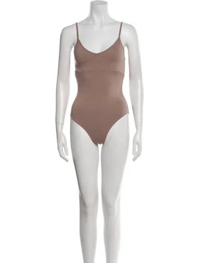 Pre-owned Reformation Scoop Neck Sleeveless Bodysuit In Neutral