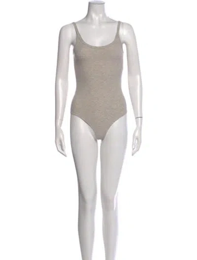 Pre-owned Reformation Scoop Neck Sleeveless Bodysuit In Neutral