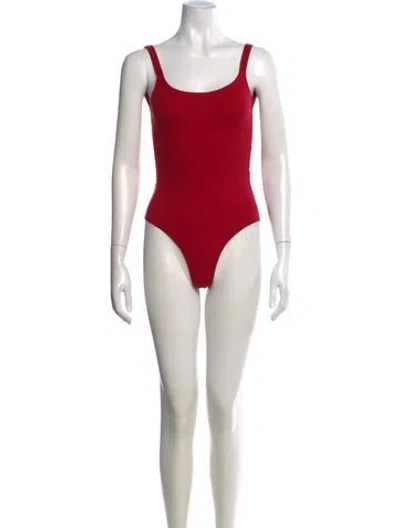 Pre-owned Reformation Scoop Neck Sleeveless Bodysuit In Red