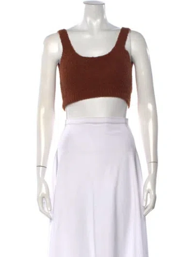 Pre-owned Reformation Scoop Neck Sleeveless Crop Top In Brown