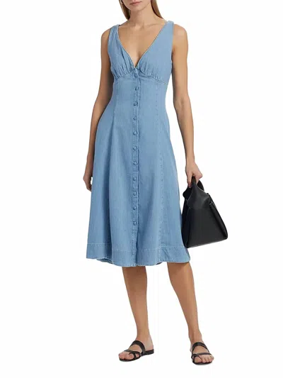 Reformation Sebastian Denim Midi Dress In Savannah In Blue