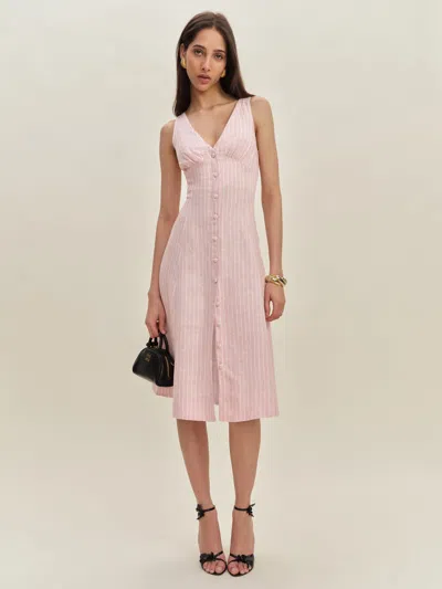 Reformation Sebastien Linen Dress In Babygirl Stripe