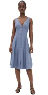 Reformation Sebastien Button Front Linen Midi Dress In Cornflower