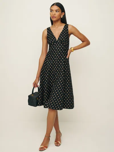Reformation Sebastien Linen Dress In Ritz Dot | ModeSens
