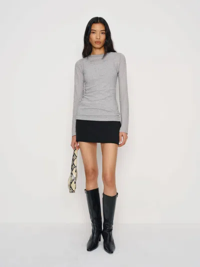 Reformation Seline Knit Top Heather Grey Xs In Gray