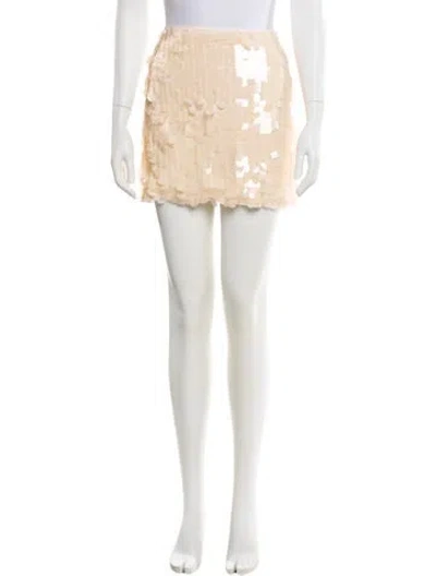 Pre-owned Reformation Sequin Embellishments Mini Skirt In Neutral