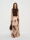 Reformation Sera Silk Skirt In Neutral