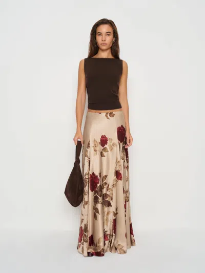 Reformation Sera Silk Skirt In Neutral