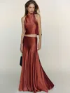 Reformation Sera Silk Two Piece In Brown