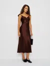 Reformation Serafina Silk Dress In Brown