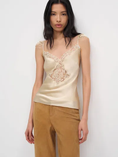 Reformation Serafina Silk Top Ivory 6 In Neutral