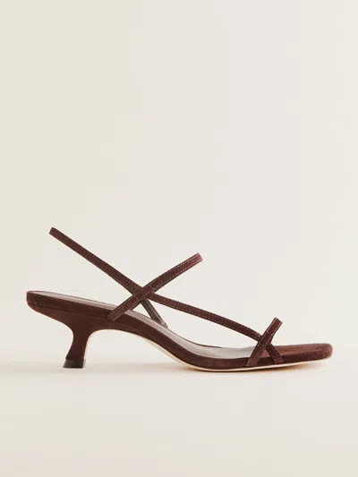 Reformation Serenity Bare Sandal In Chocolate Suede