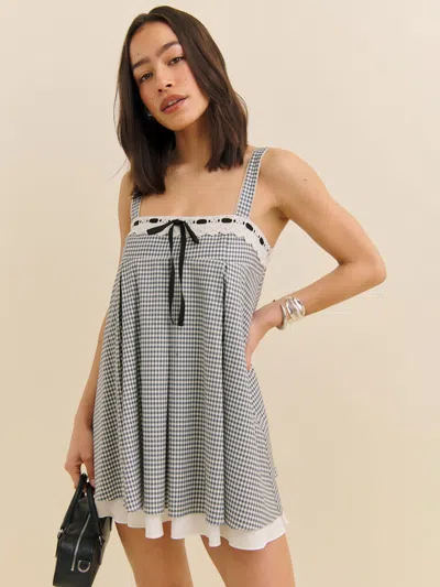 Reformation Shai Dress In Slate Check