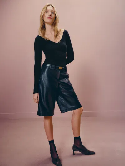 Reformation Shania Cashmere Sweater Black Small In Gray