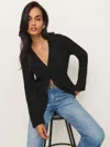 Reformation Shea Cashmere Collared Cardigan In Black