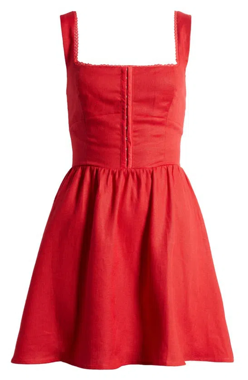 Reformation Sheri Fit & Flare Linen Minidress In Cherry | ModeSens