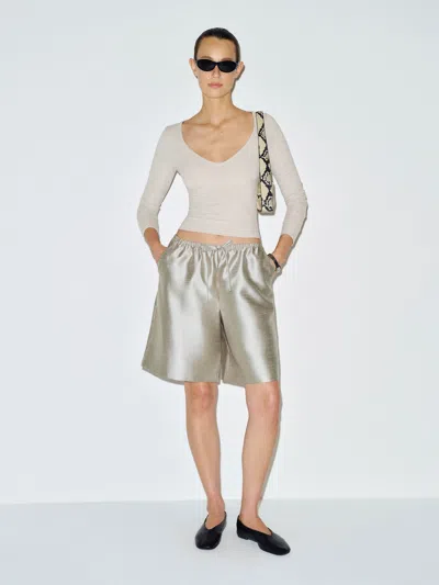 Reformation Sheri Knit Top Grey Large In Gray