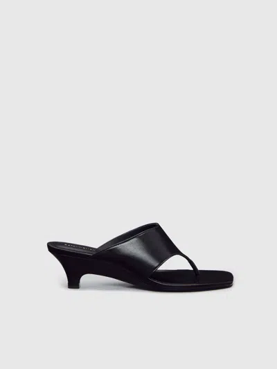 Reformation Sherlyn Wedge Thong Black Leather 6.5