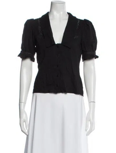 Pre-owned Reformation Short Sleeve Blouse In Black