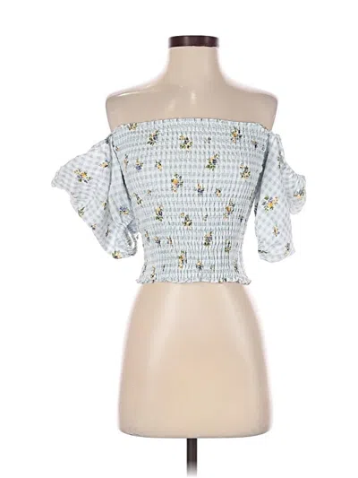 Pre-owned Reformation Short Sleeve Blouse In Blue