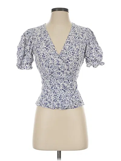 Pre-owned Reformation Short Sleeve Blouse In Blue