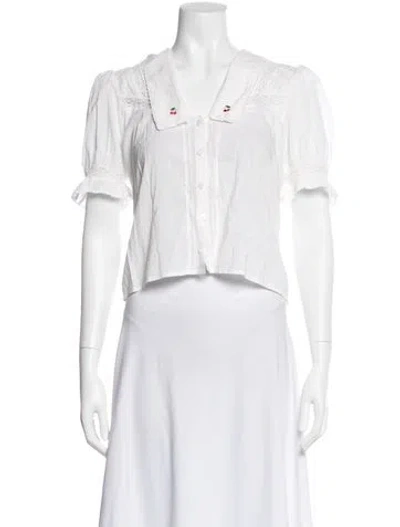 Pre-owned Reformation Short Sleeve Blouse In White
