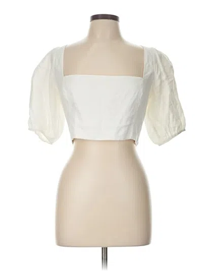 Pre-owned Reformation Short Sleeve Blouse In White
