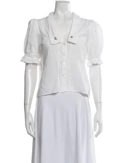 Pre-owned Reformation Short Sleeve Blouse In White